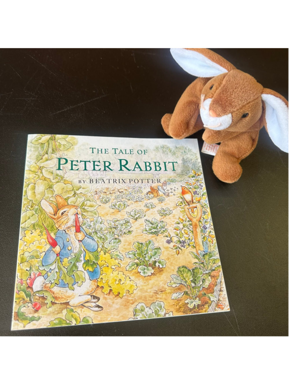 TY Beanie Baby Ears Bunny + Beatrix Potter Peter Rabbit Book Easter Bundle